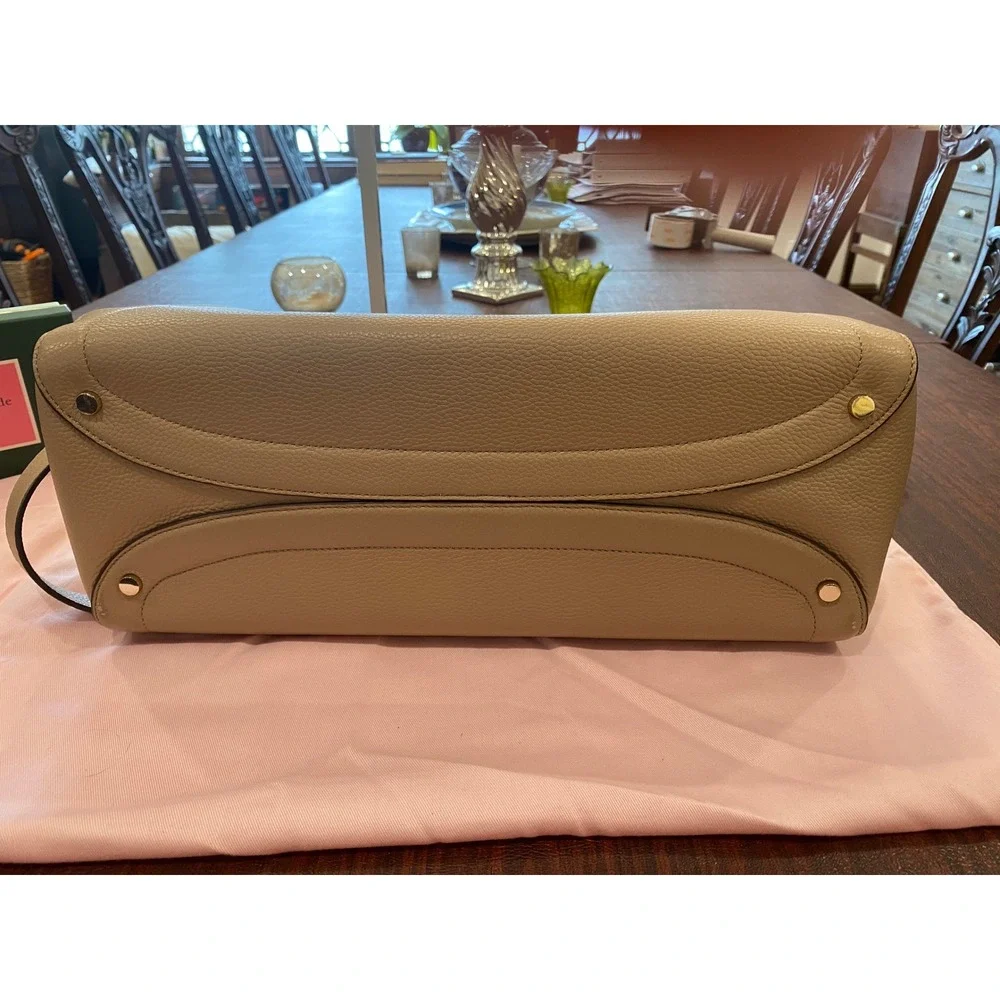 Kate Spade New York Knott Large Pebbled‎ Leather Satchel Taupe Beige Handbag
